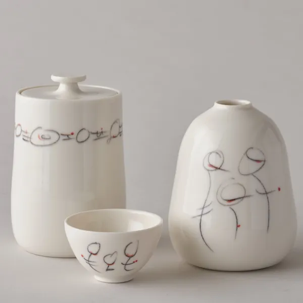 Birgit Pohl Ceramics Lidded Pot, Bowl, Vase