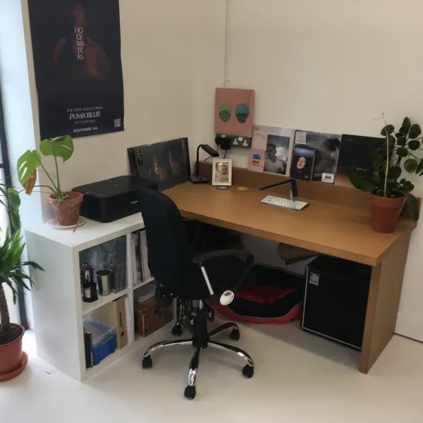 A desk space at The Mews